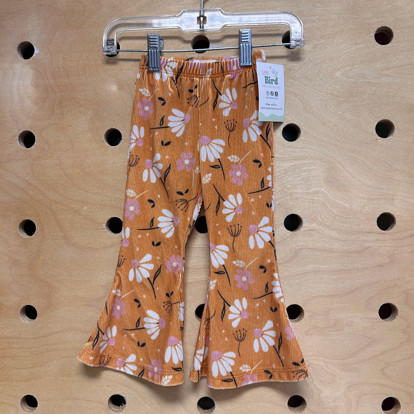 Mustard/White Floral Velour Flare Leggings