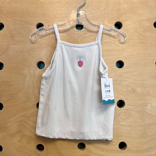 White Ribbed Strawberry Patch Tank