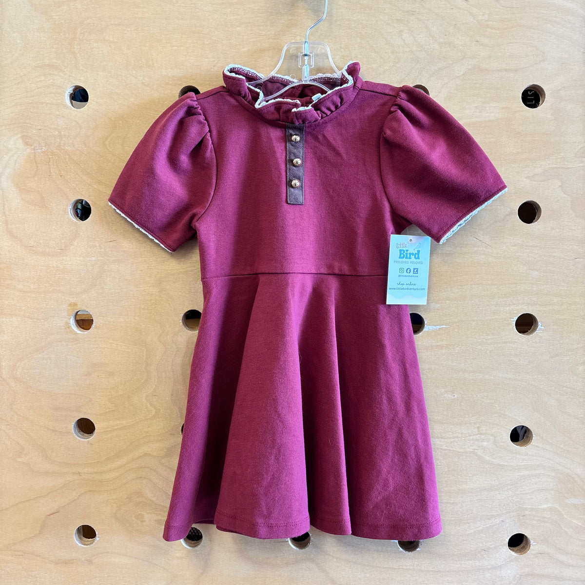 Burgundy Gold Button Dress