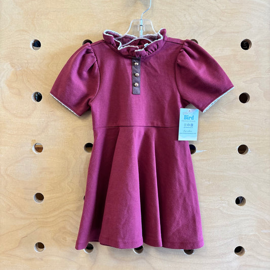 Burgundy Gold Button Dress