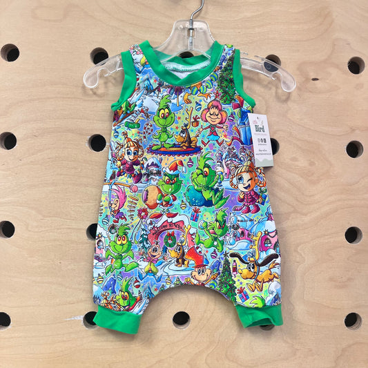 Green Grinch Scenic Romper