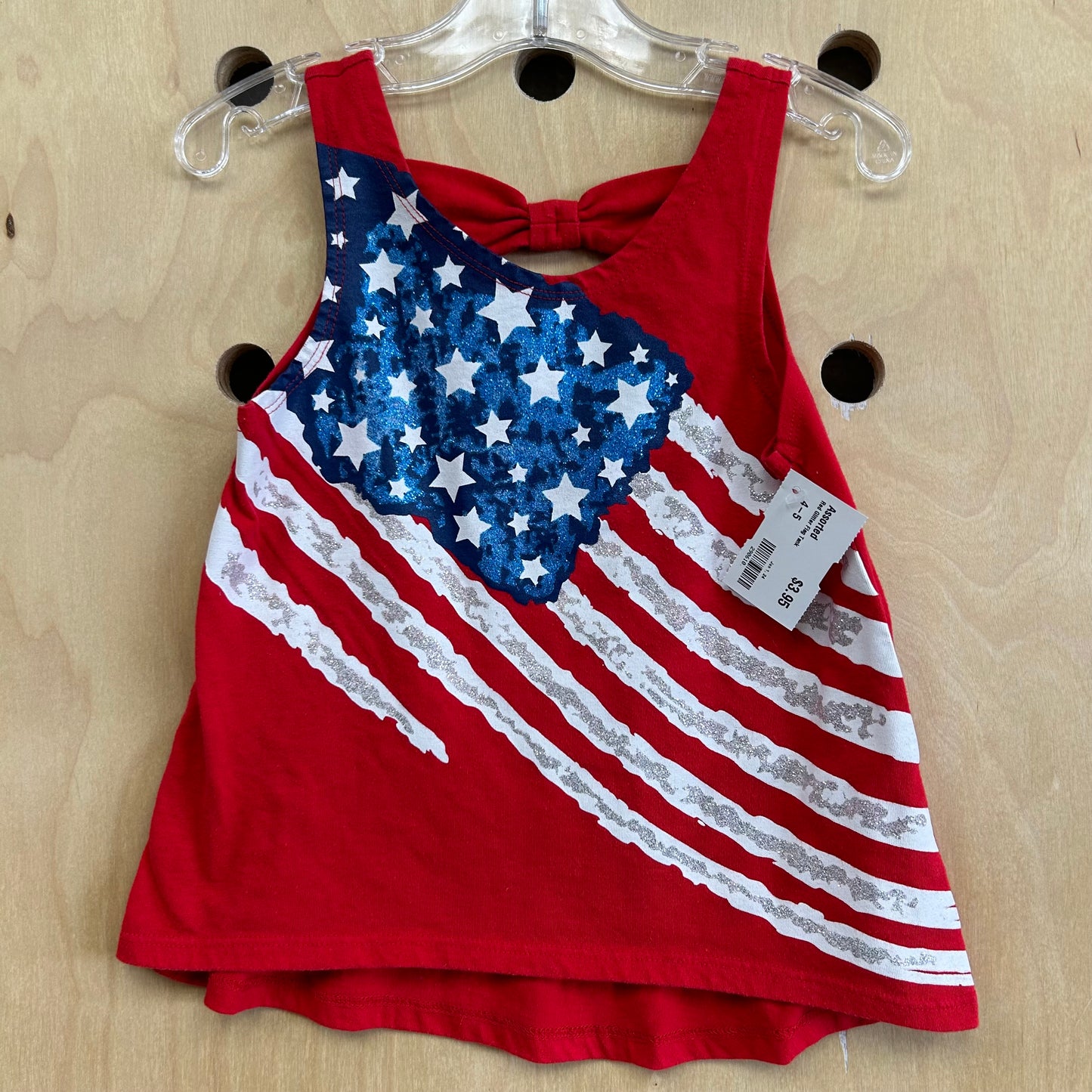 Red Glitter Flag Tank