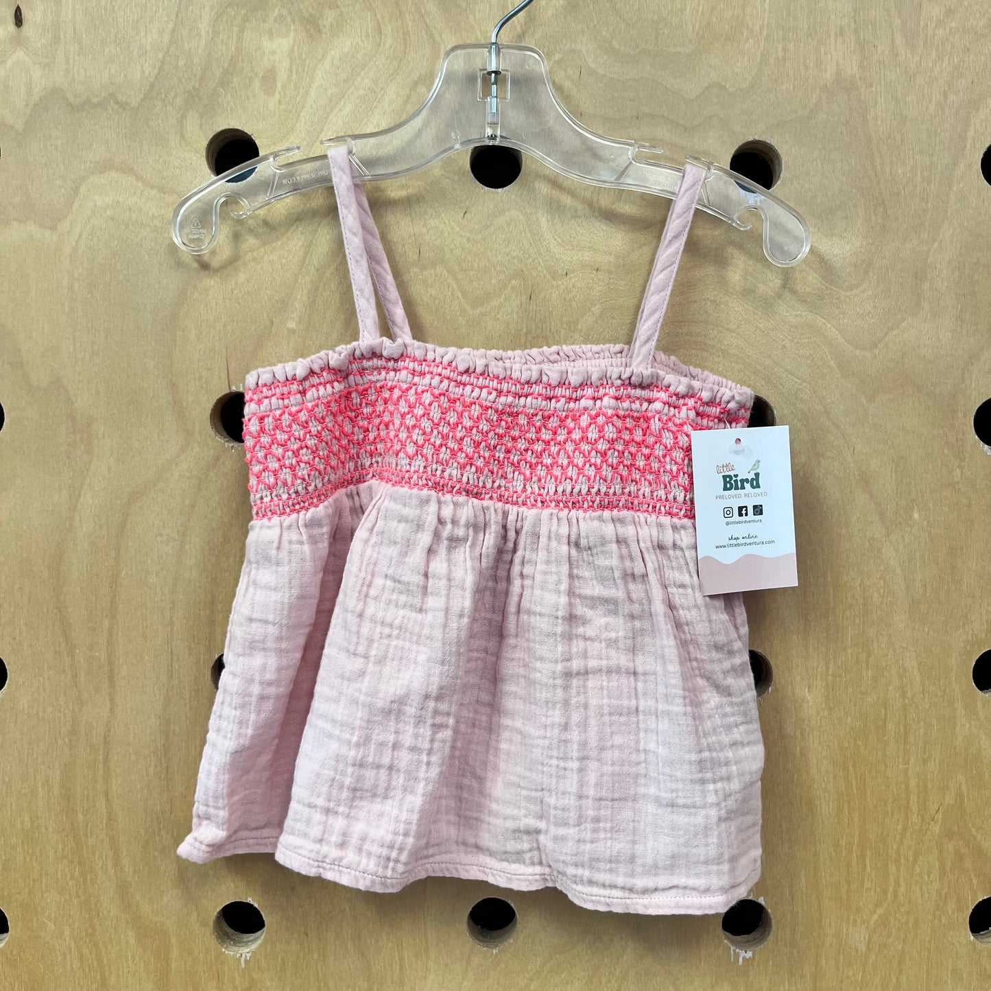 Pink Smocked Muslin Tank