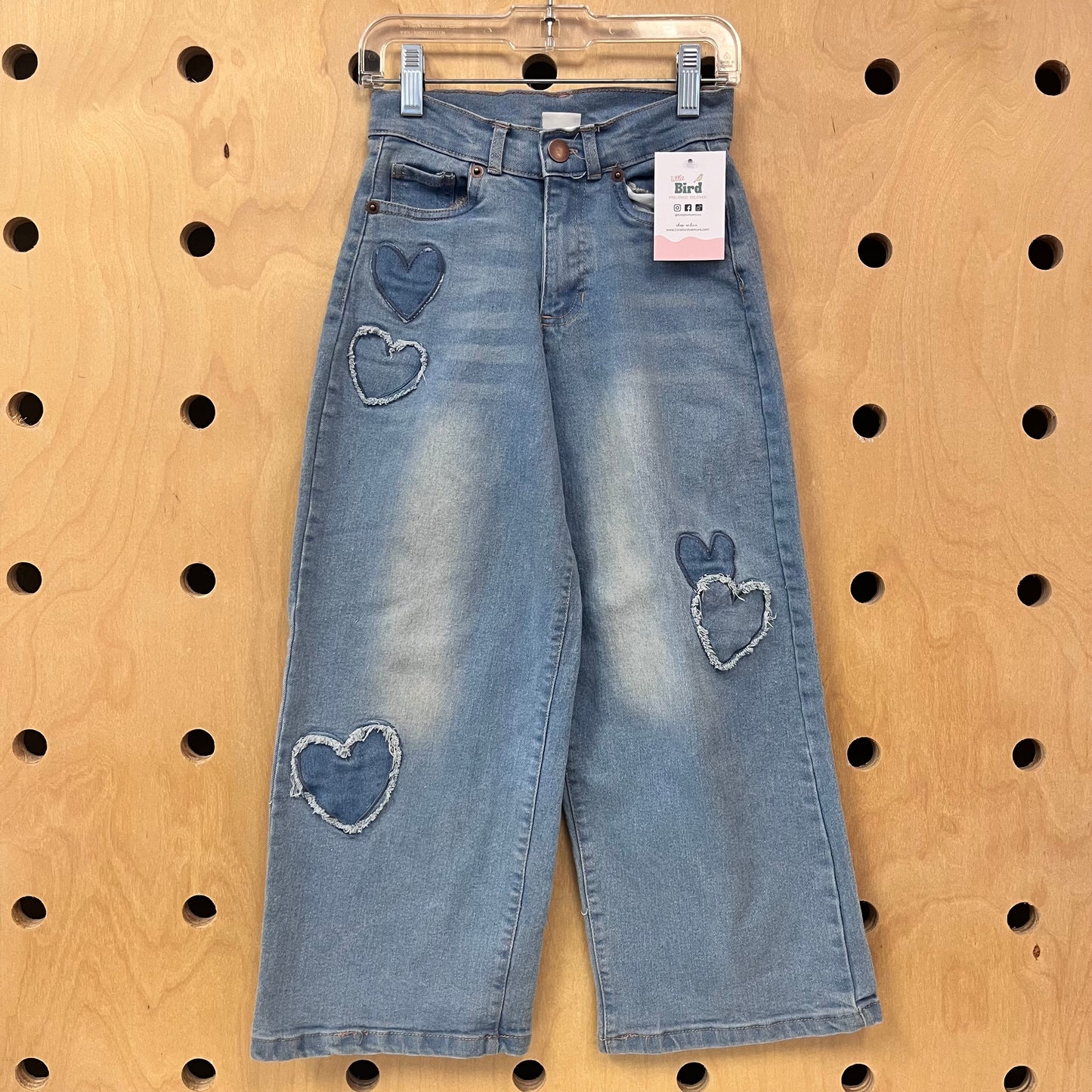 Wide Leg Heart Patch Denim