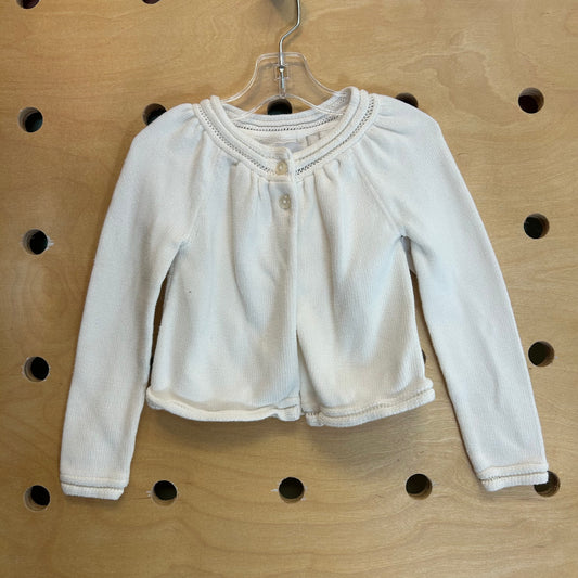 White Cotton 1/4 Button Cardigan