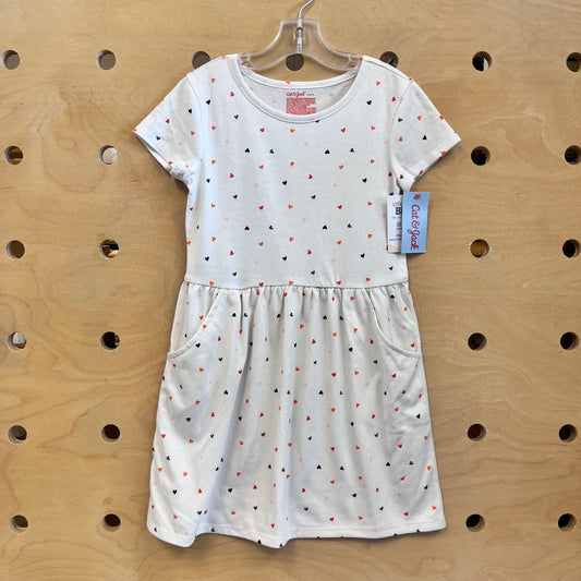 White/Orange Hearts Pocket Dress NEW!
