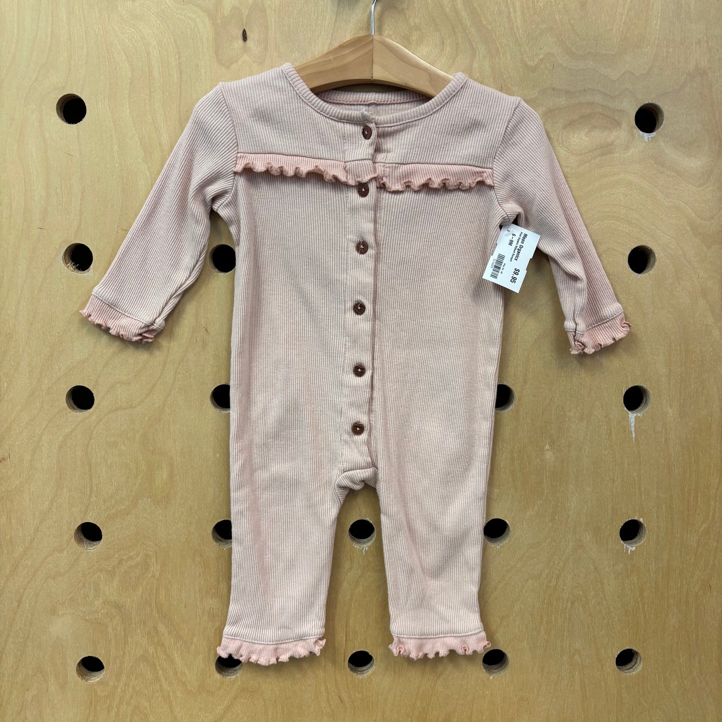 Pink Organic Ribbed Romper