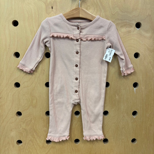 Pink Organic Ribbed Romper