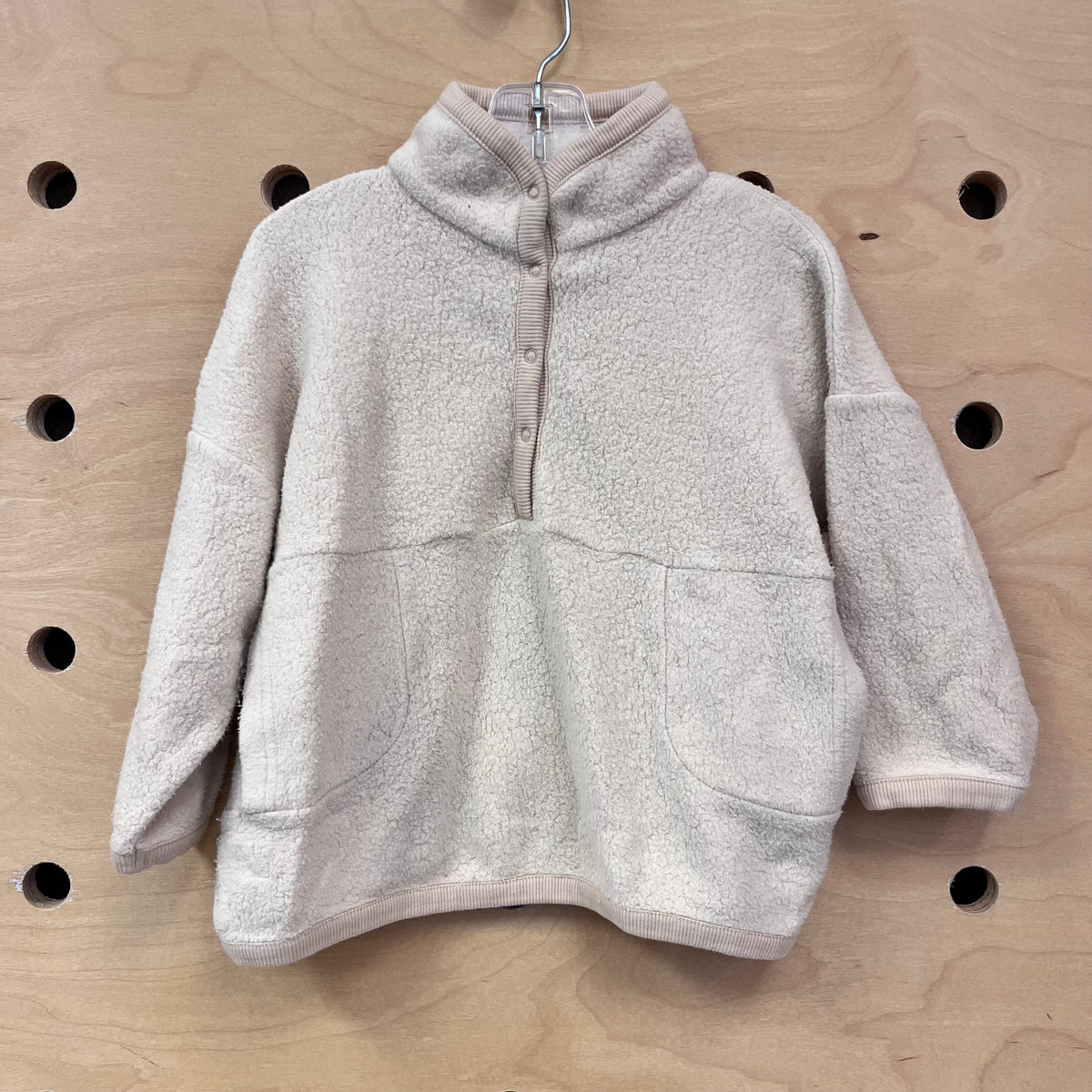 Organic Beige Fleece Snap Pullover