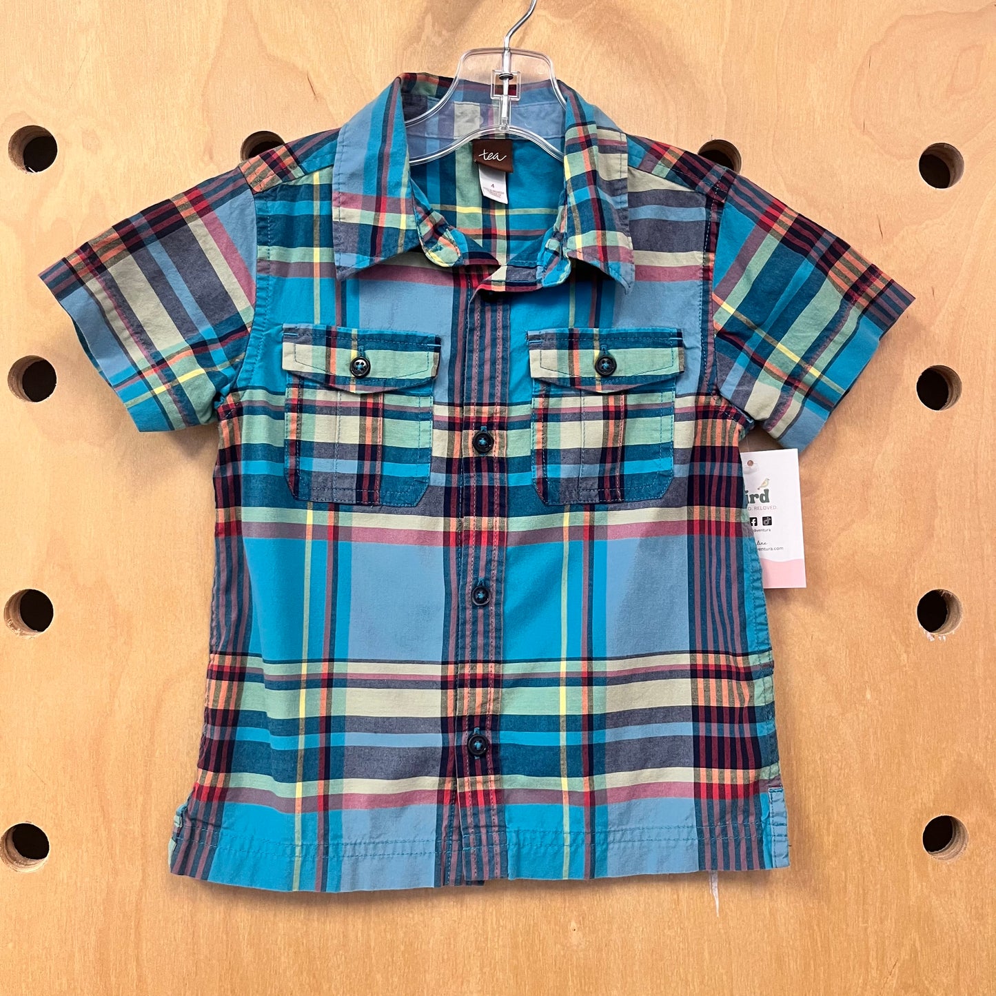 Turquoise Plaid Button Up