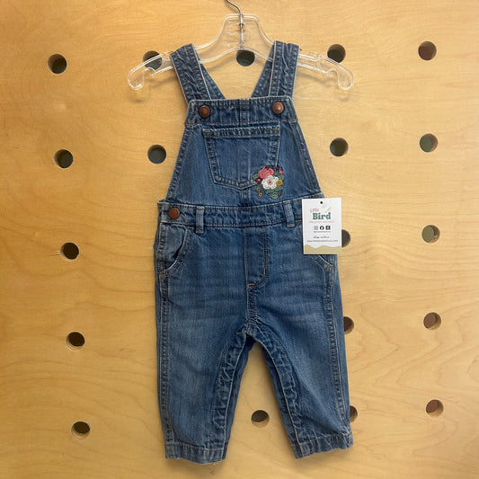 Denim Floral Overalls