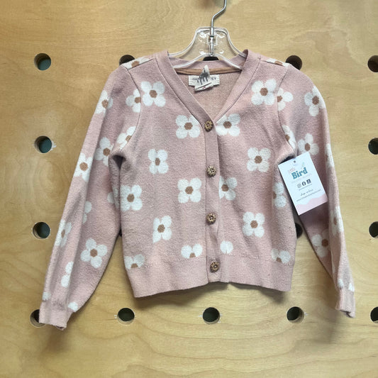 Pink & White Floral Soft Knit Cardigan