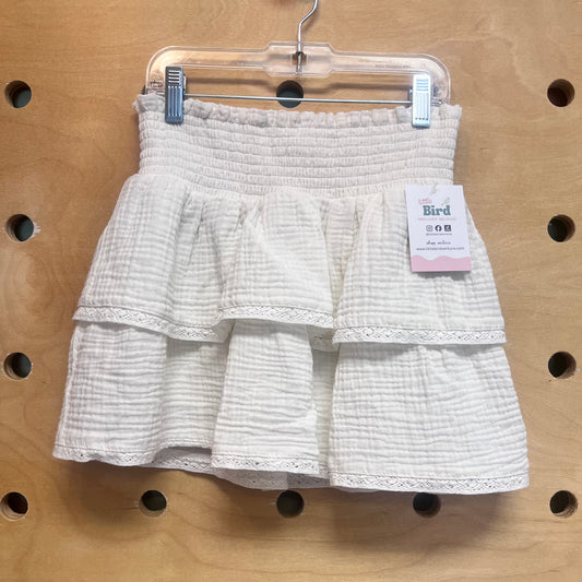 Ivory Gauze Tiered Skirt