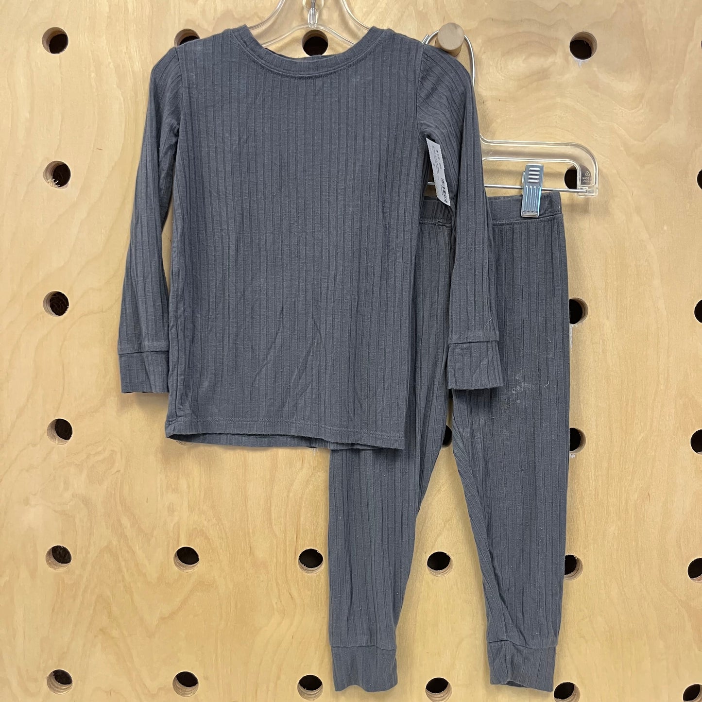 Grey Ribbed Pajama Set