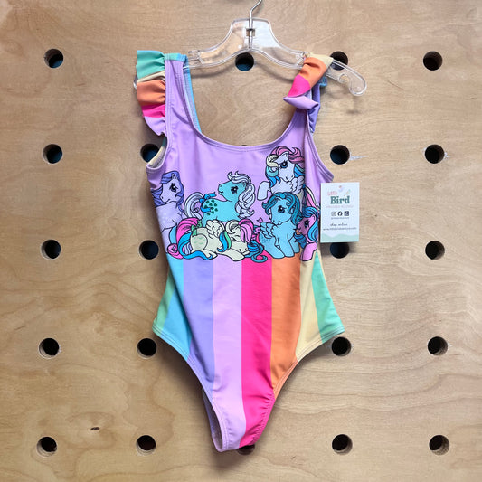 Multicolor Striped Little Ponies Swimsuit