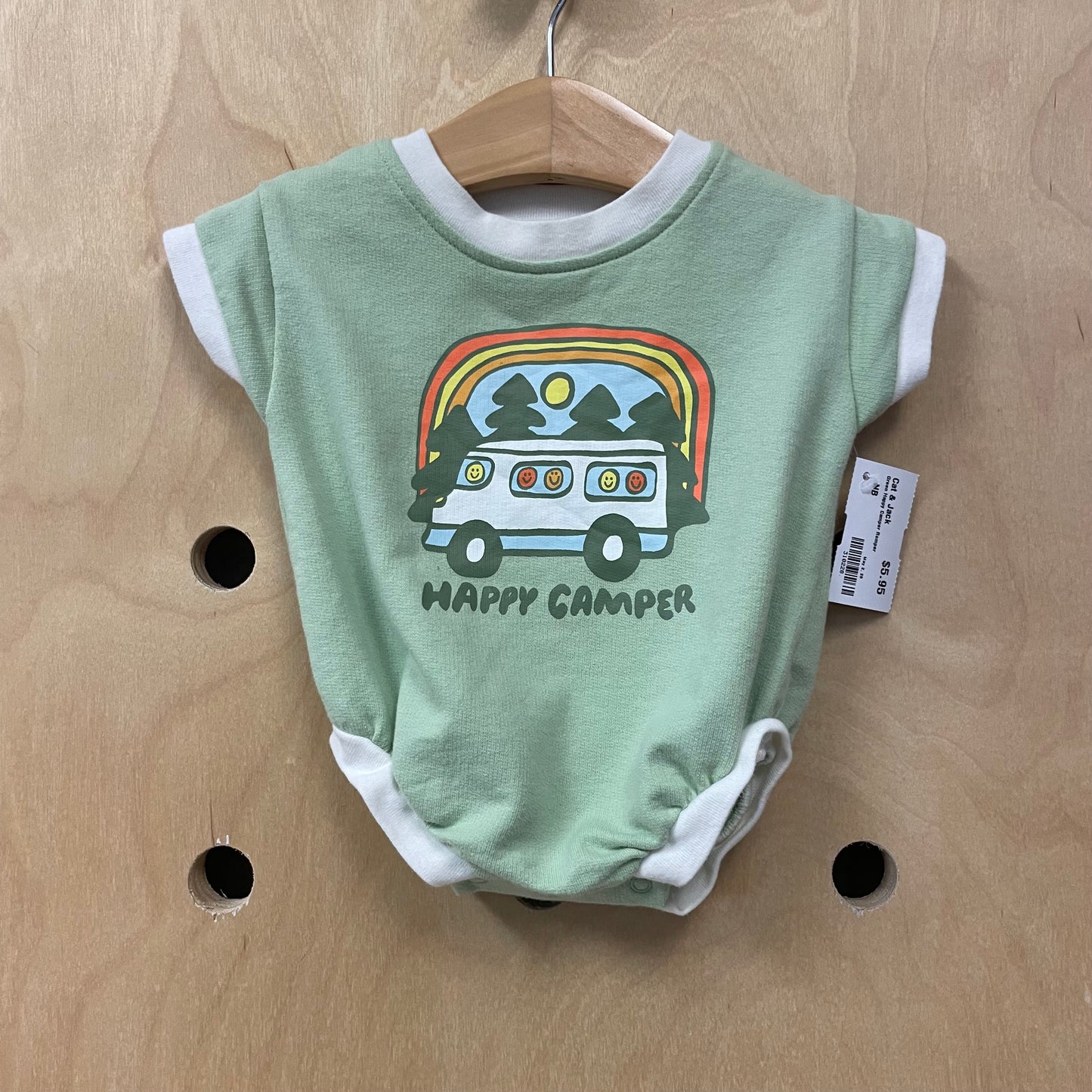 Green Happy Camper Romper