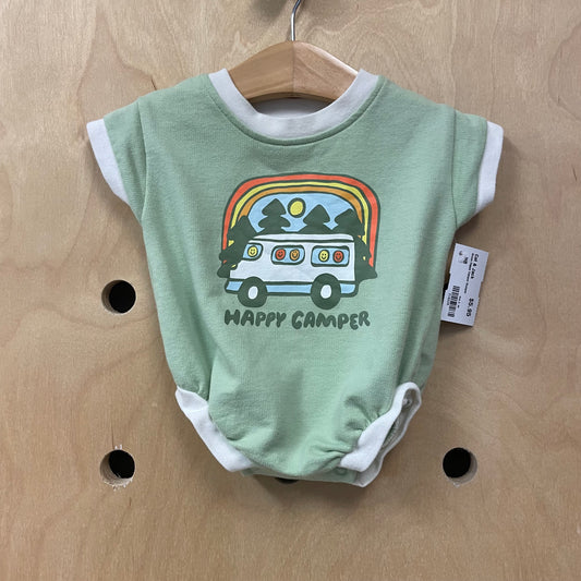 Green Happy Camper Romper