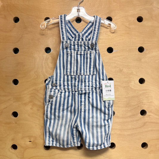 Blue/White Striped Denim Shortalls