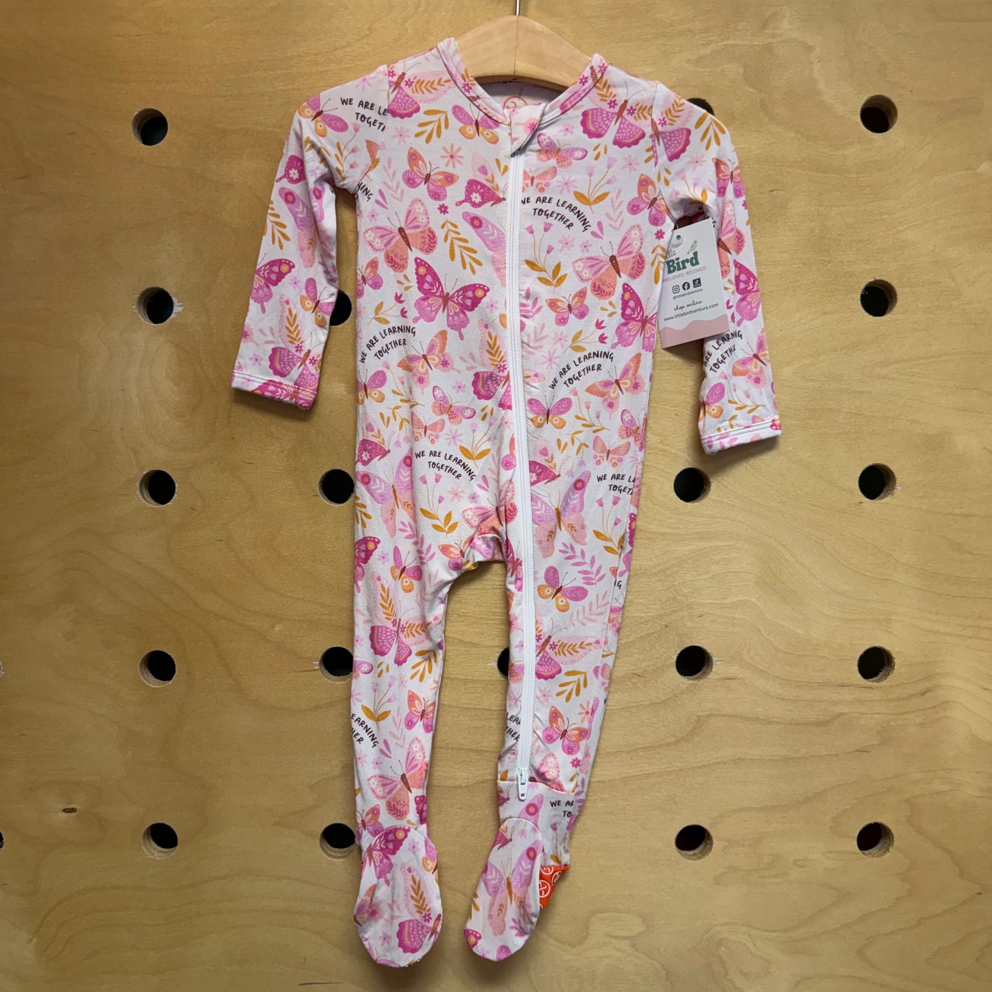 Pink Bamboo Butterflies Footies