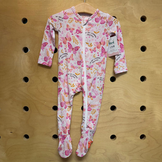 Pink Bamboo Butterflies Footies