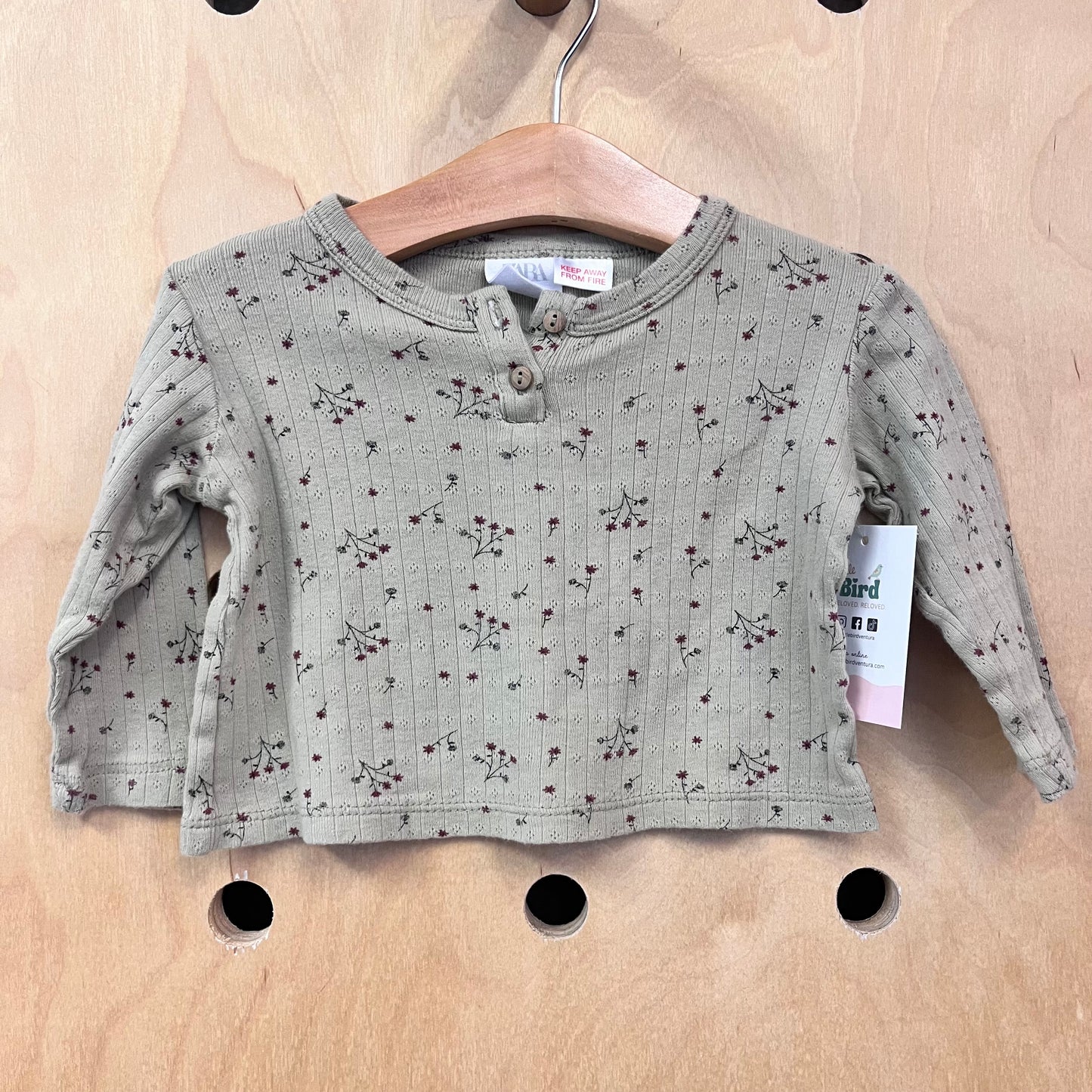 Beige Floral Pointielle Top