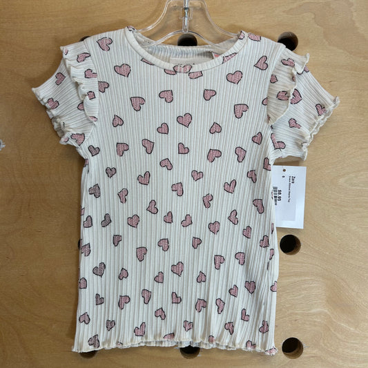 Cream Ribbed Hearts Top
