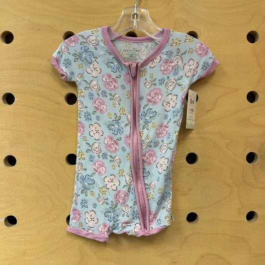 Blue Floral Bamboo Shortie Romper