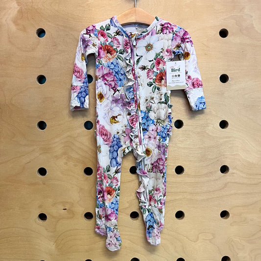 Floral Ruffle Bamboo Footies