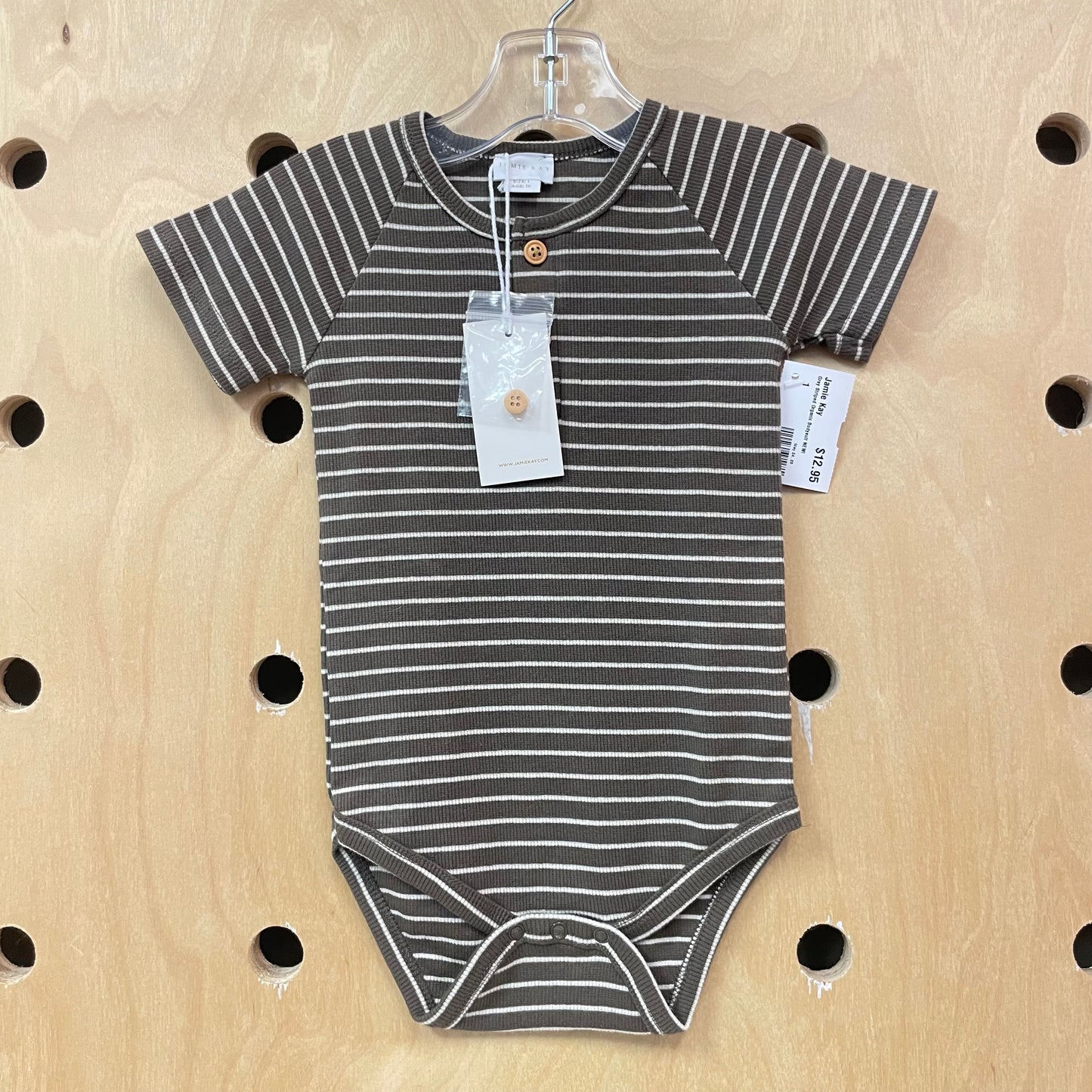 Grey Striped Organic Bodysuit NEW!