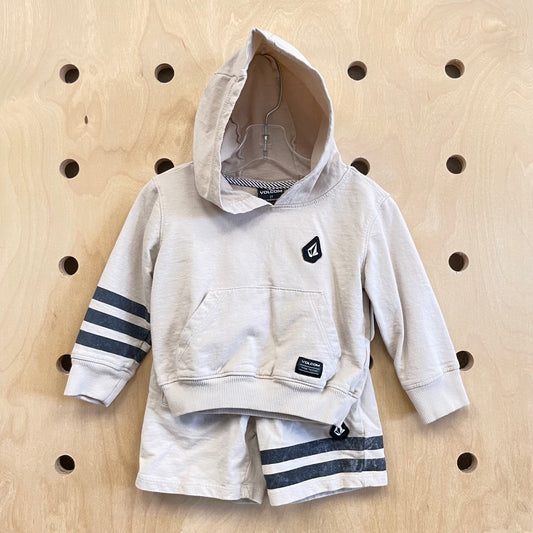 Beige & Black Hoodie & Shorts