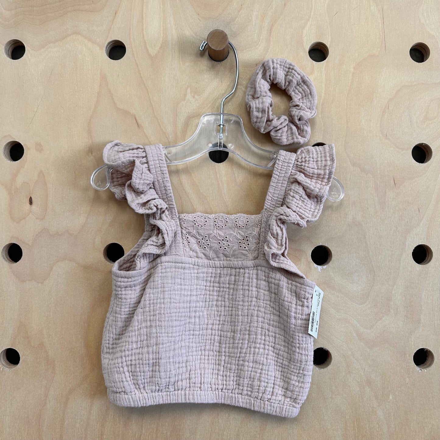 Brown Gauze Tank & Hair Scrunchie