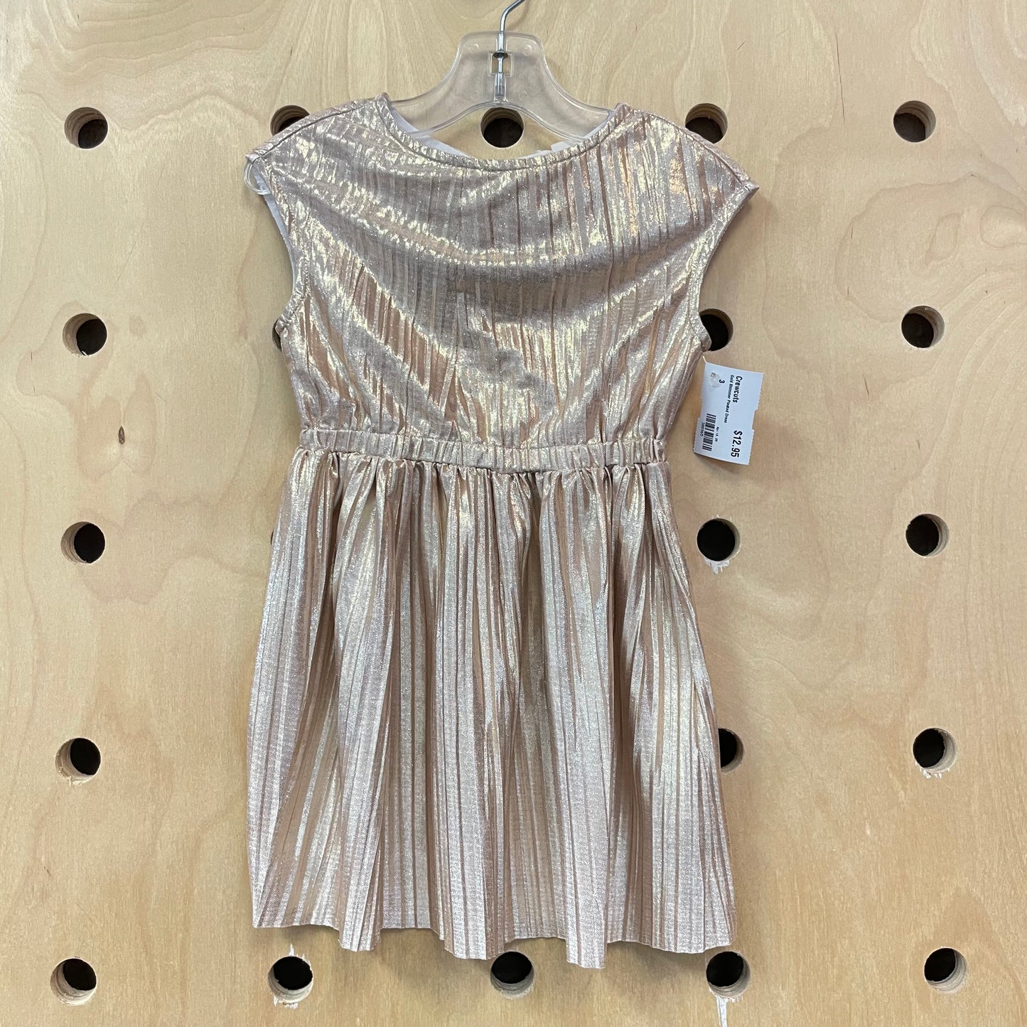 Gold Shimmer Pleated Dress