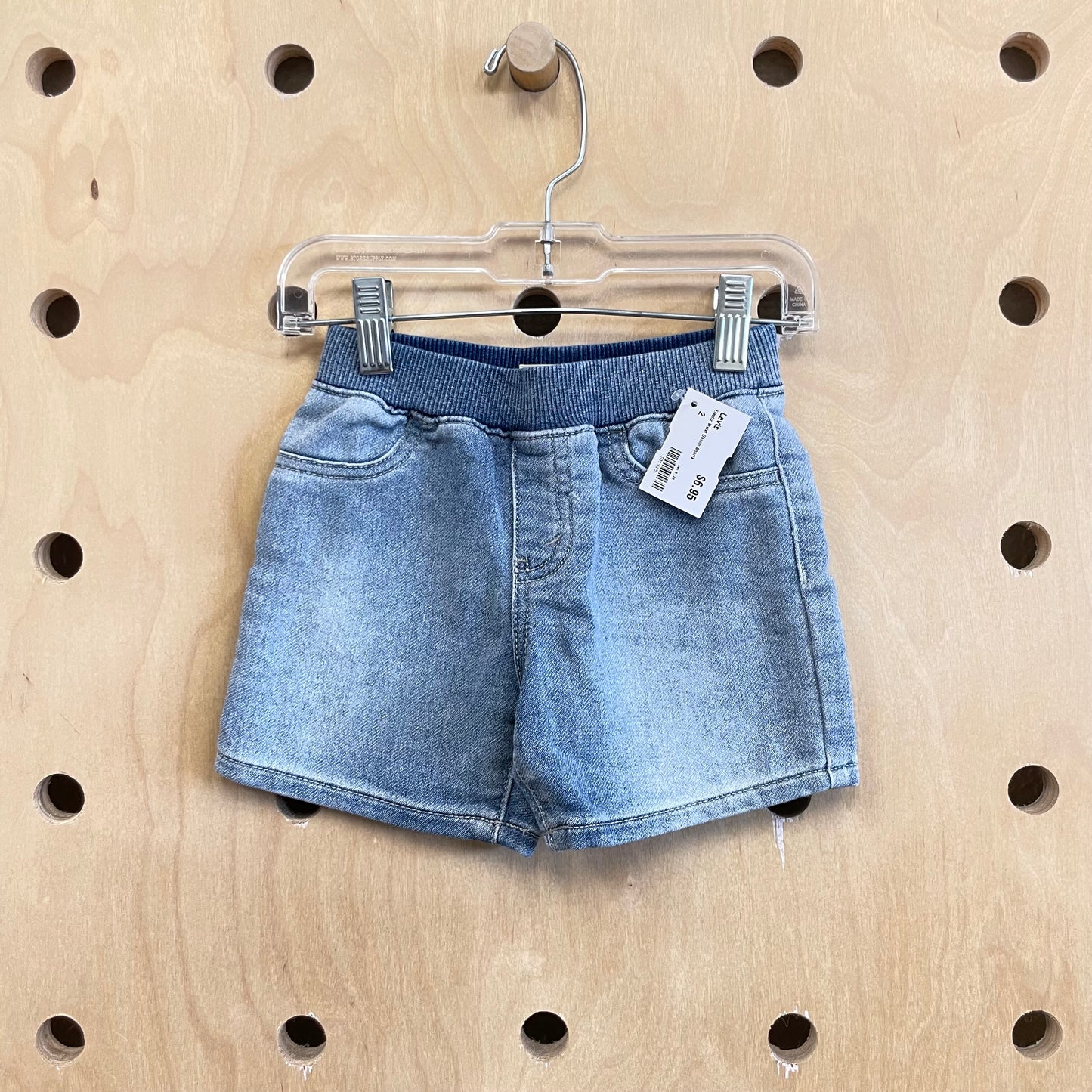 Elastic Waist Denim Shorts