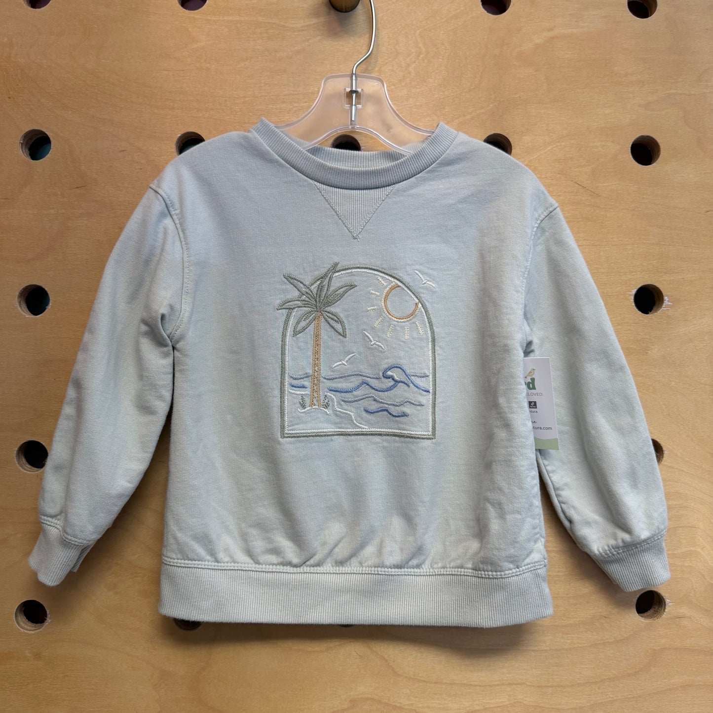 Mint Palm & Waves Pullover