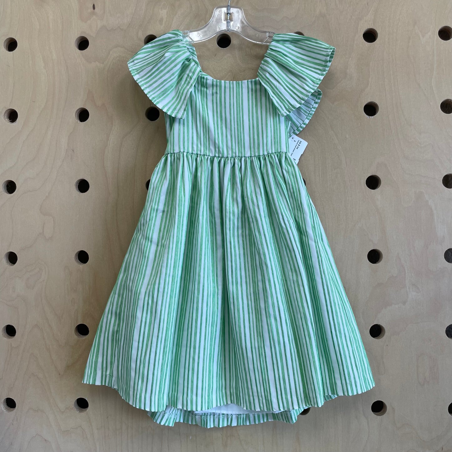 Textured Green Striped  Cutout Back Dress