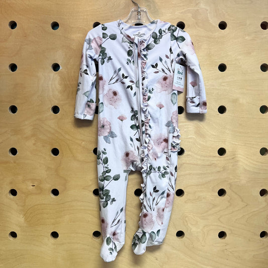 Pink Roses Ruffle Butt Footies