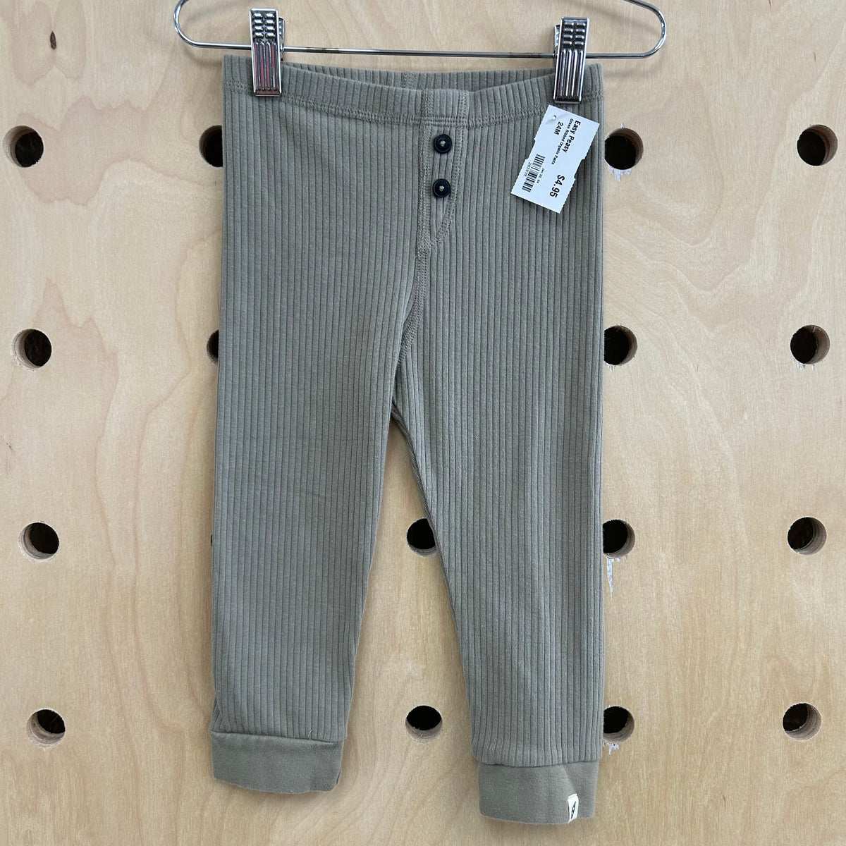 Green Ribbed Organic Pants