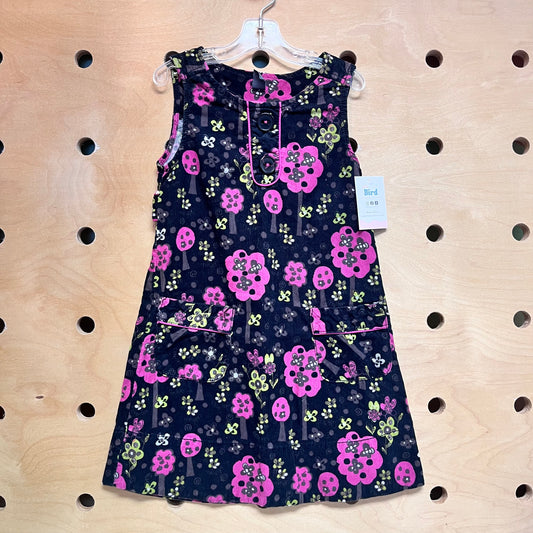 Black Floral Trees Cord Dress
