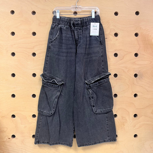 Grey Drawstring Cargo Denim