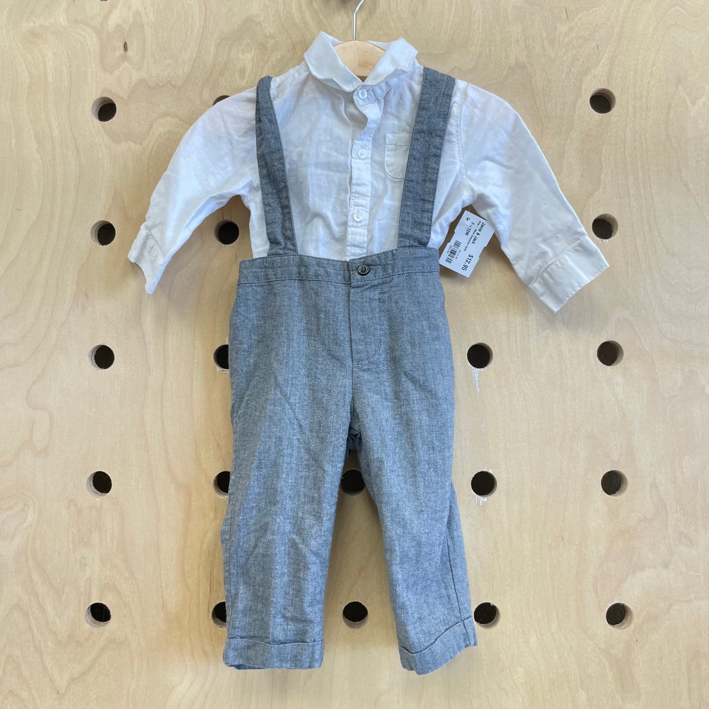 Grey + White Suspender Outfit