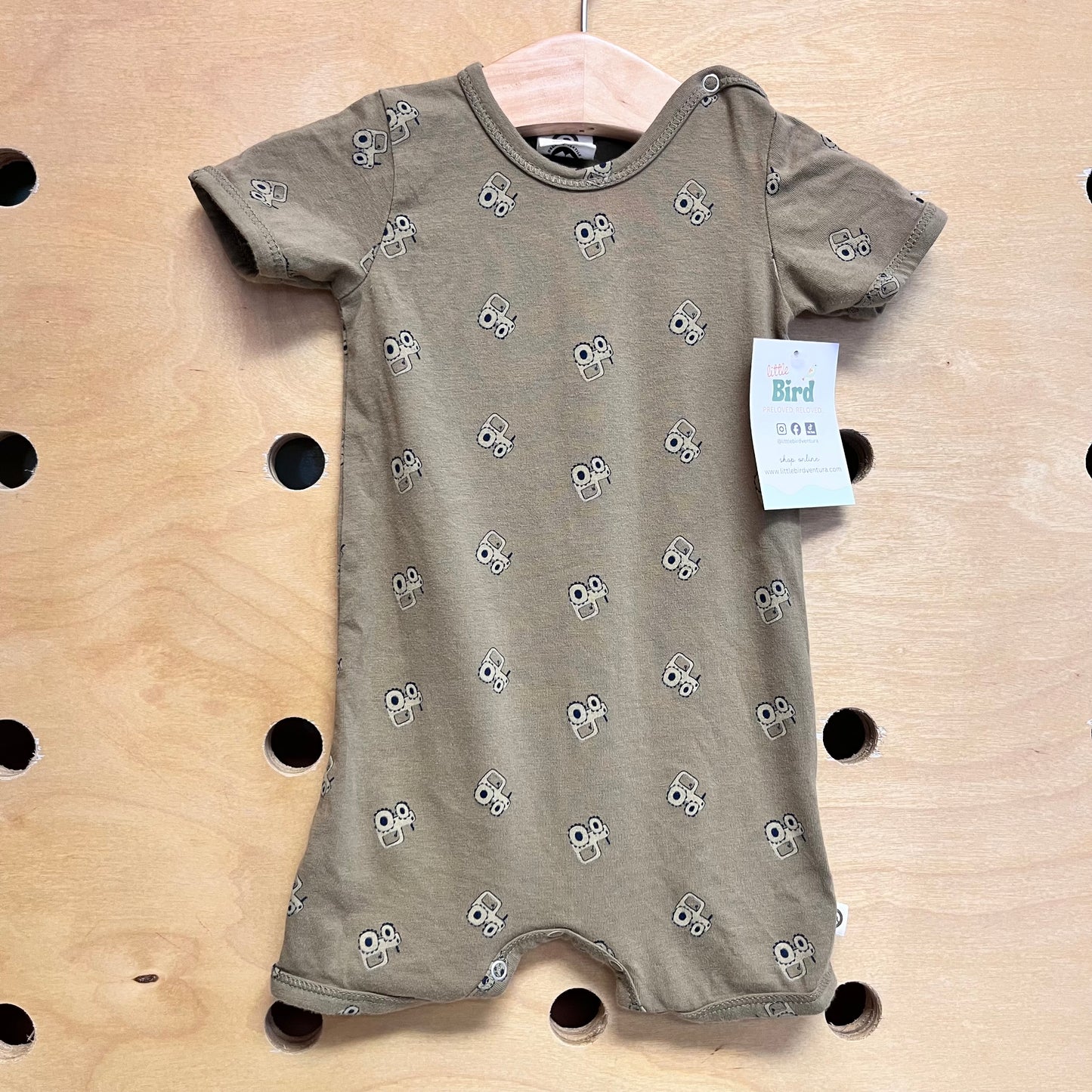 Organic Green Tractor Romper