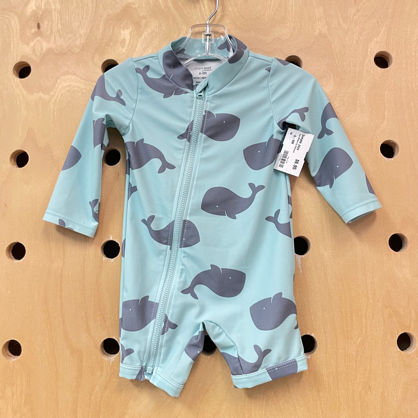 Teal Whales Zip Swimsuit