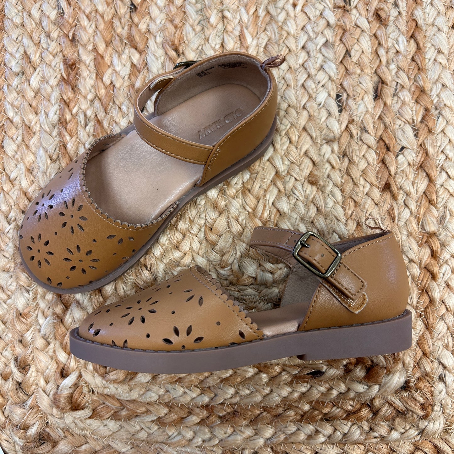 Tan Ballet Floral Cutout Sandals