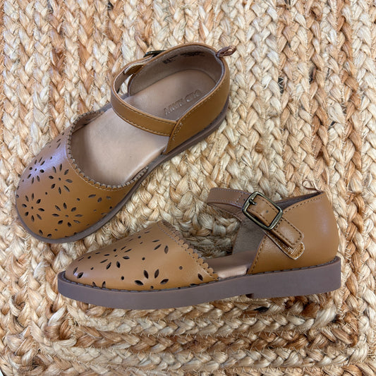 Tan Ballet Floral Cutout Sandals