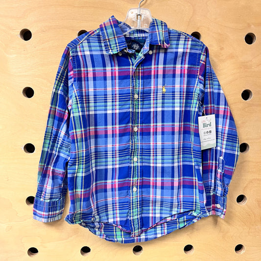Blue/Pink Plaid Button Up Shirt