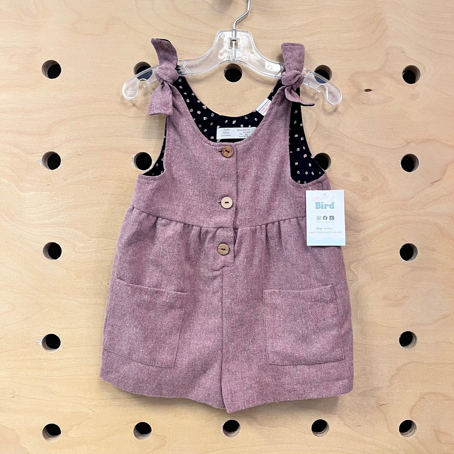 Pink Wool Like Pocket Romper
