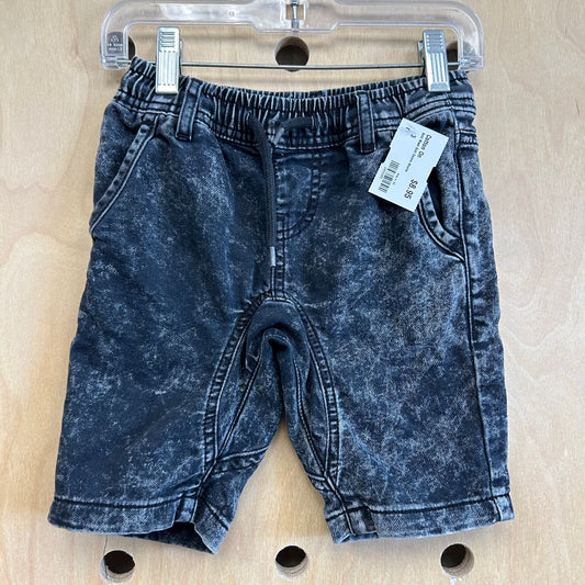 Acid Wash Knit Denim Shorts