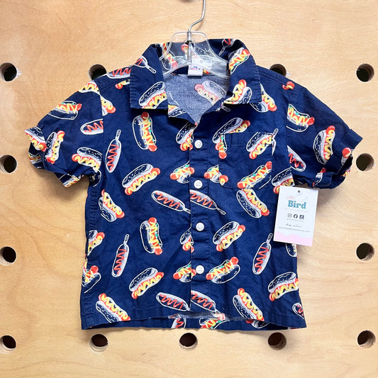 Navy Hot Dog Button Up