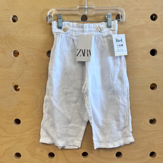 White 100% Linen Pants/Heart Buttons NEW!