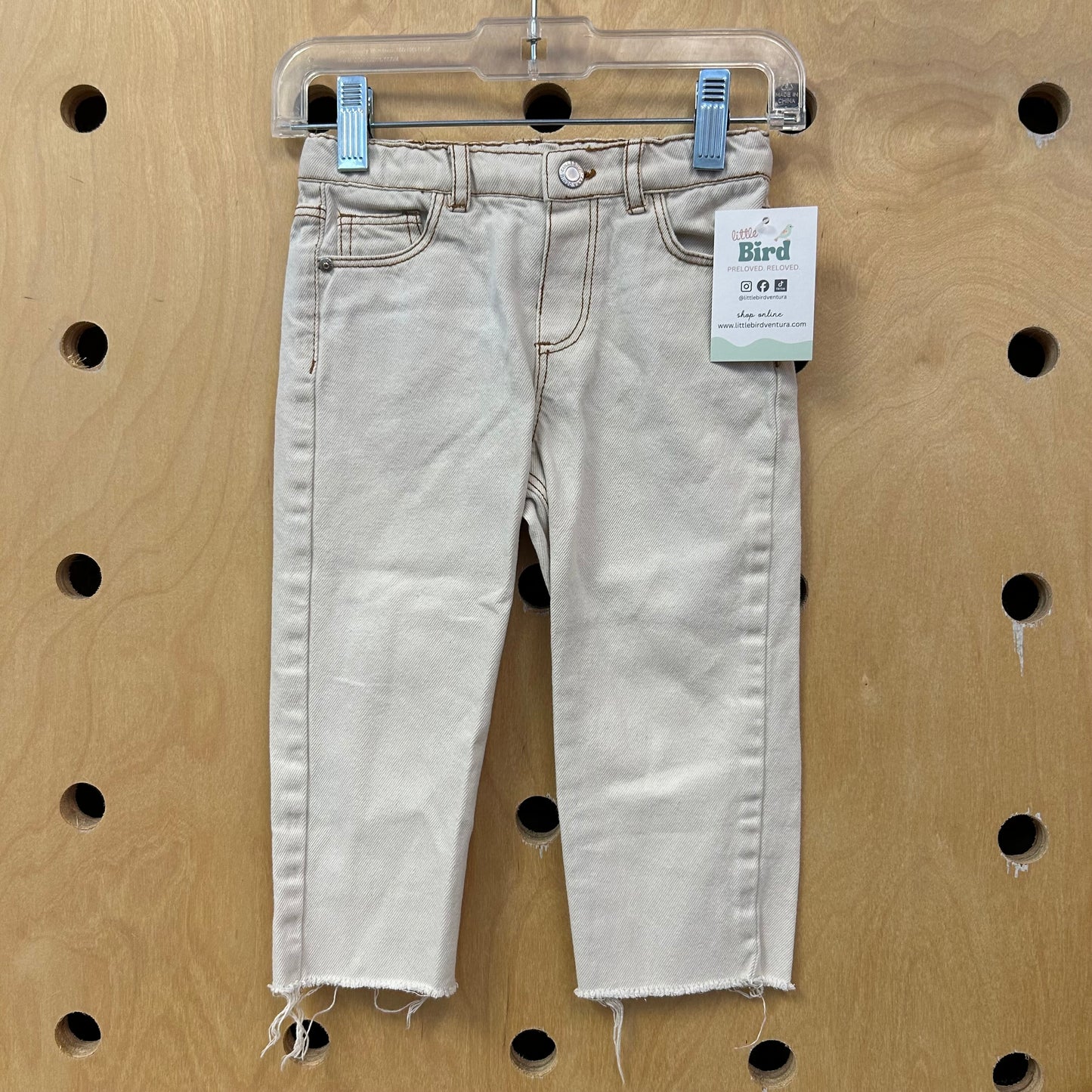White Raw Hem Denim Pants